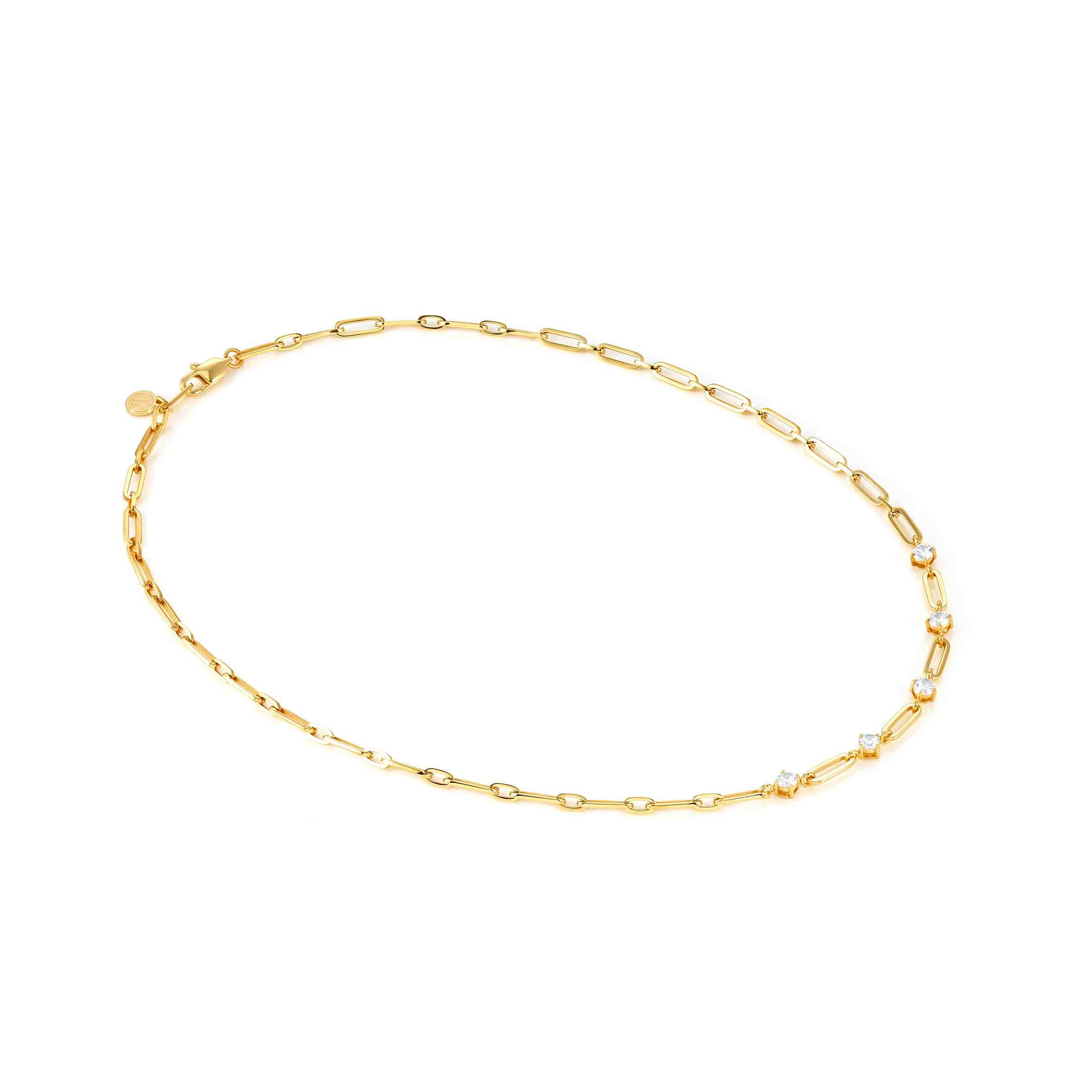 CHAINS OF STYLE Necklace In Gold PVD & White CZ