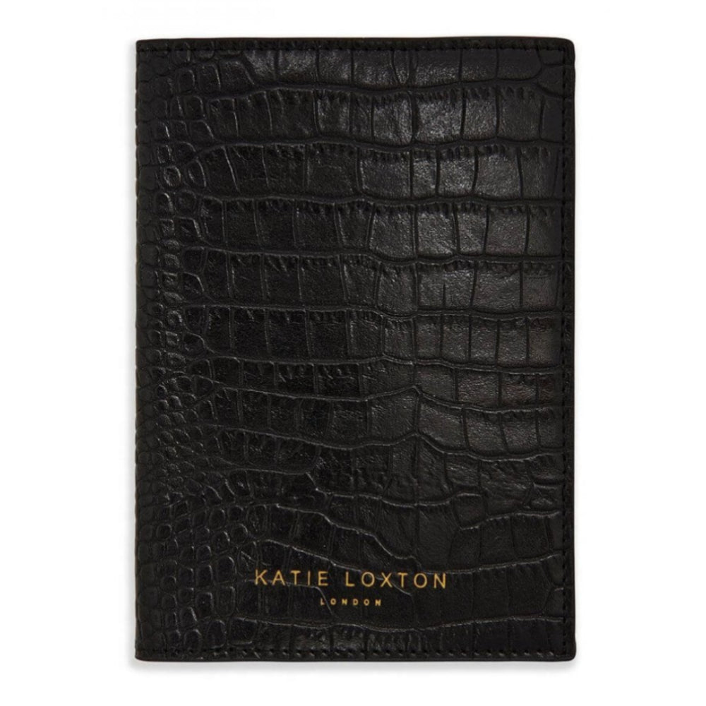 Celine Faux Croc Passport Holder | Black | 14.5 X 10 X 0.8cm