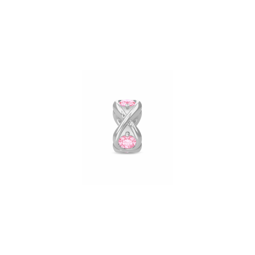 Pink CZ Sterling Silver Infinity Round Charm