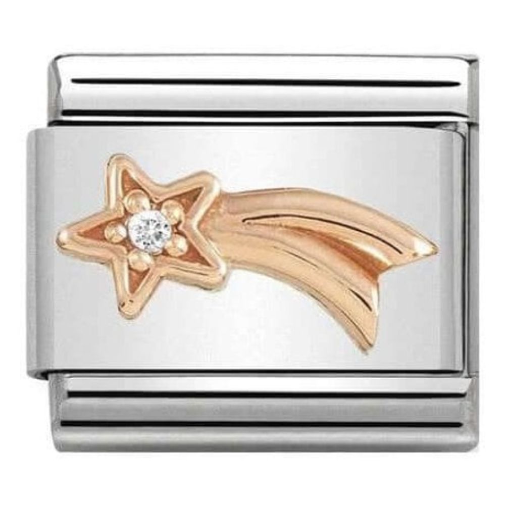 Classic Symbols Link Shooting Star CZ 9k Rose Gold