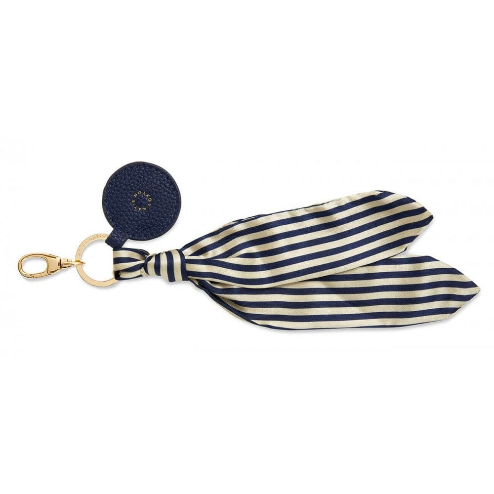 Carrie Scarf Keyring Bag Charm | Navy Stripe | 25 X 3cm