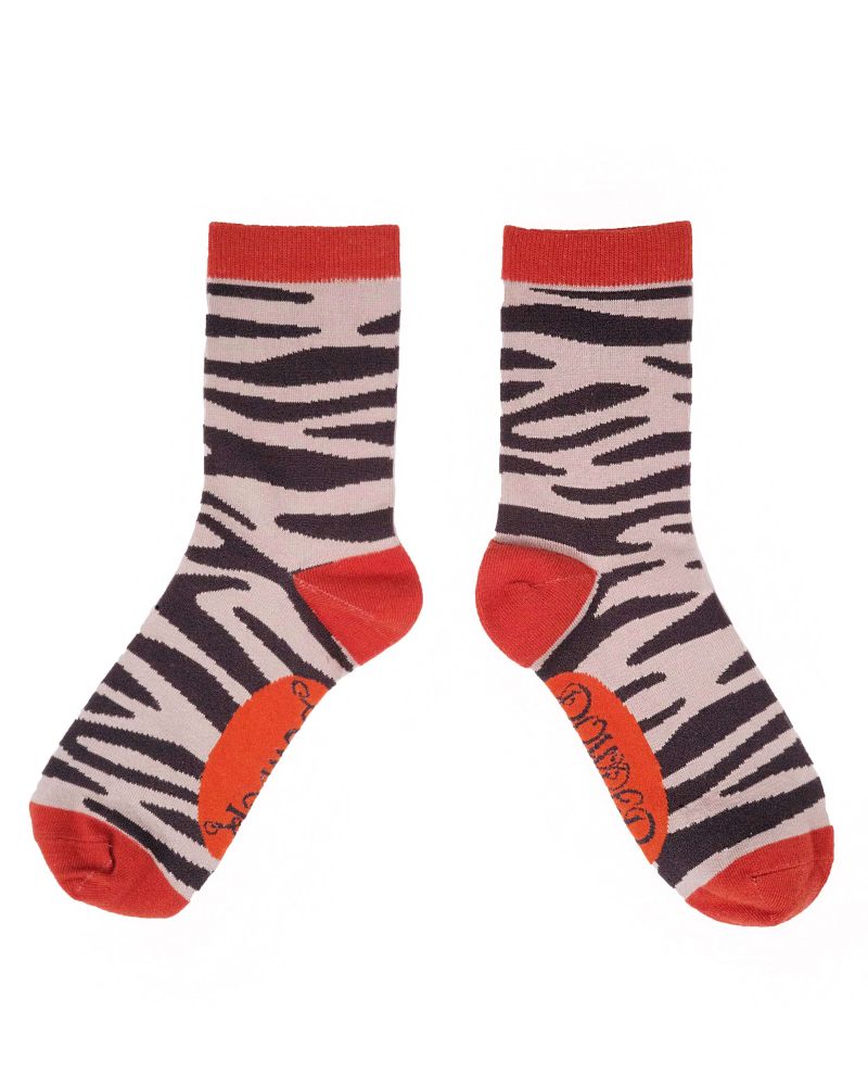 Zebra Print Ankle Socks- Blue