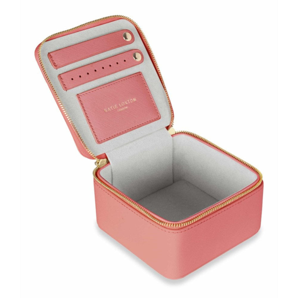 Square Jewellery Box - Live Love Sparkle - Coral - 12x12x7cm