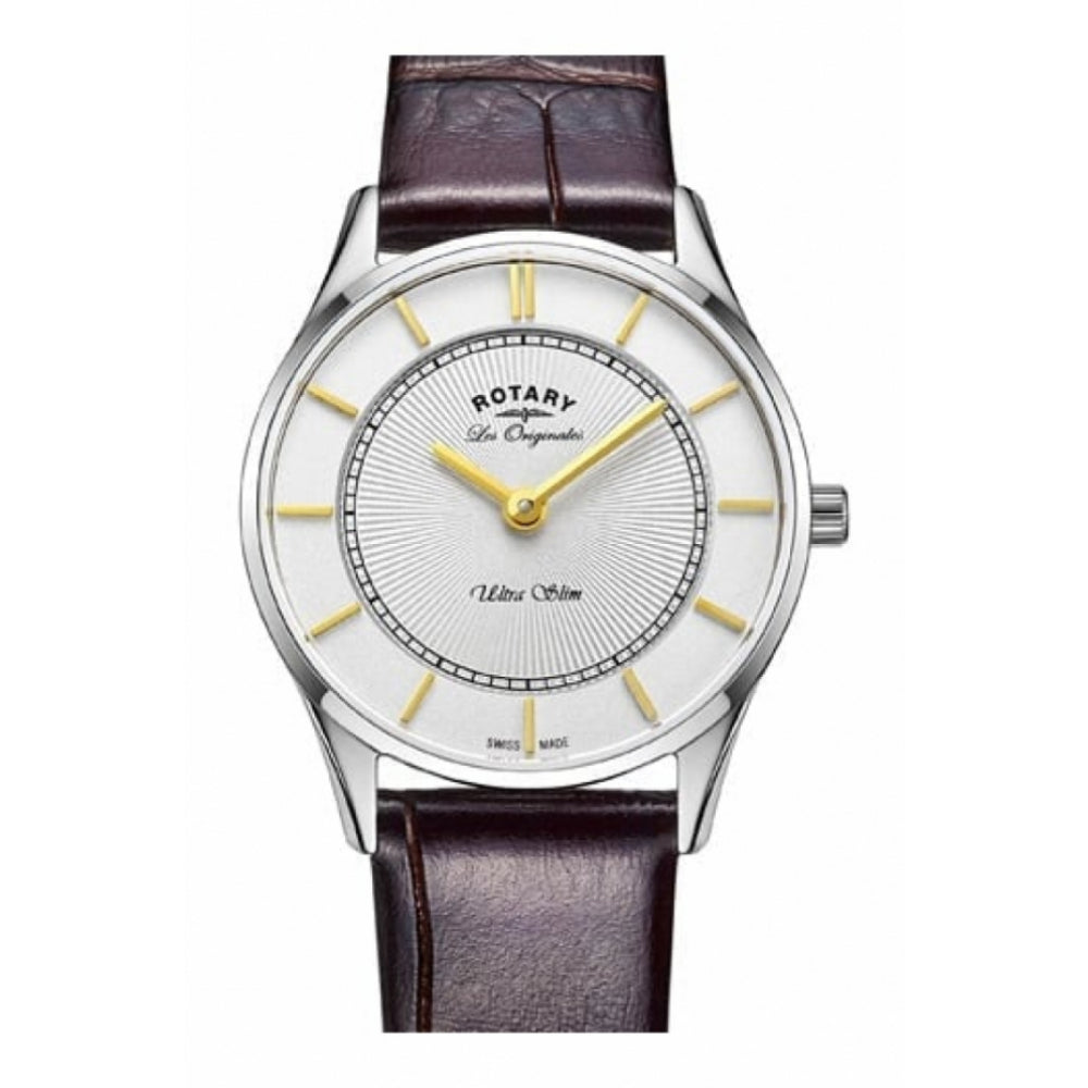 Ultra Slim Stainless Steel Leather Strap Ladies Wristwatch
