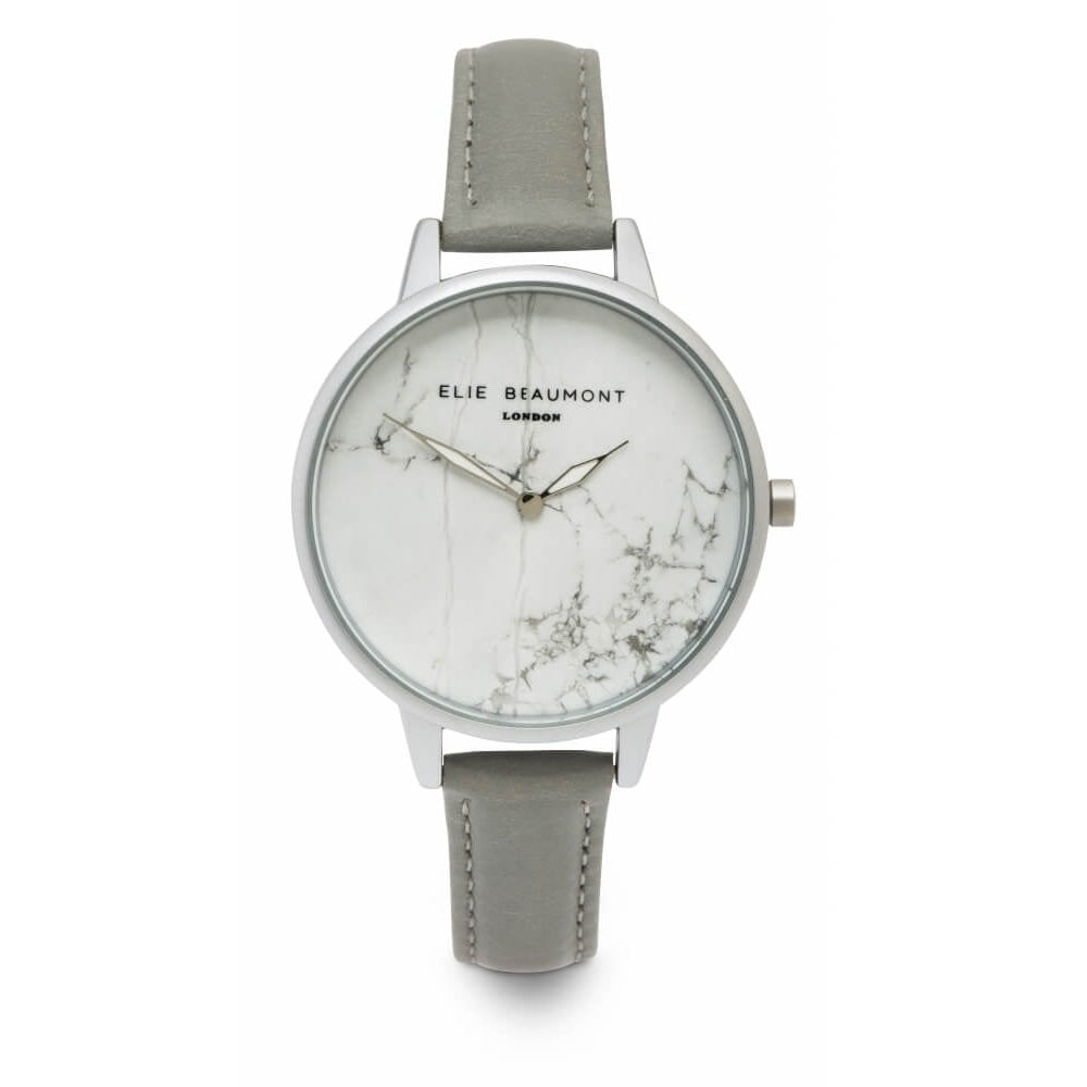 Richmond Grey Leather Strap With Silver Case & White Dial