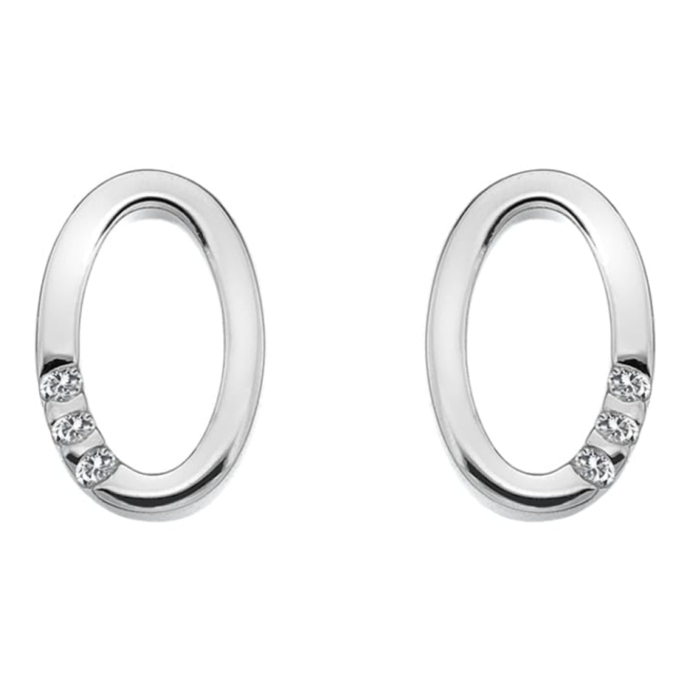 Halo Oval Earrings Sterling Silver