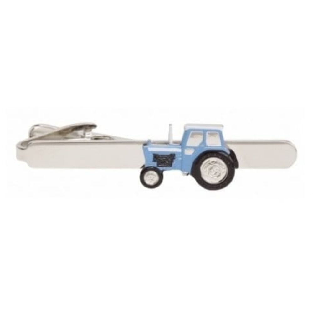 Rhodium Plated Blue Tractor Tie Bar