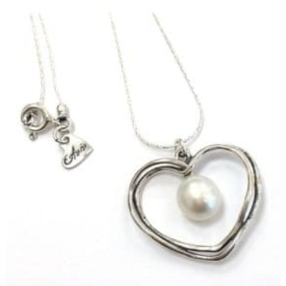 Ladies Handmade Sterling Silver Heart Pendant With Pearl