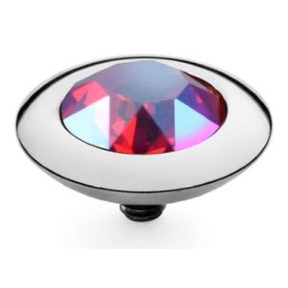 13mm Interchangeable Tondo Light Siam Shimmer Crystal Top in S/P