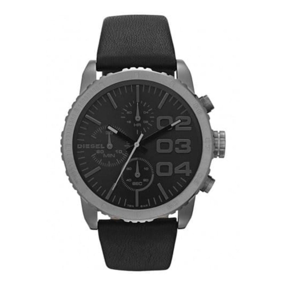 Gents Black Leather & Black Chronograph Dial Strap Watch