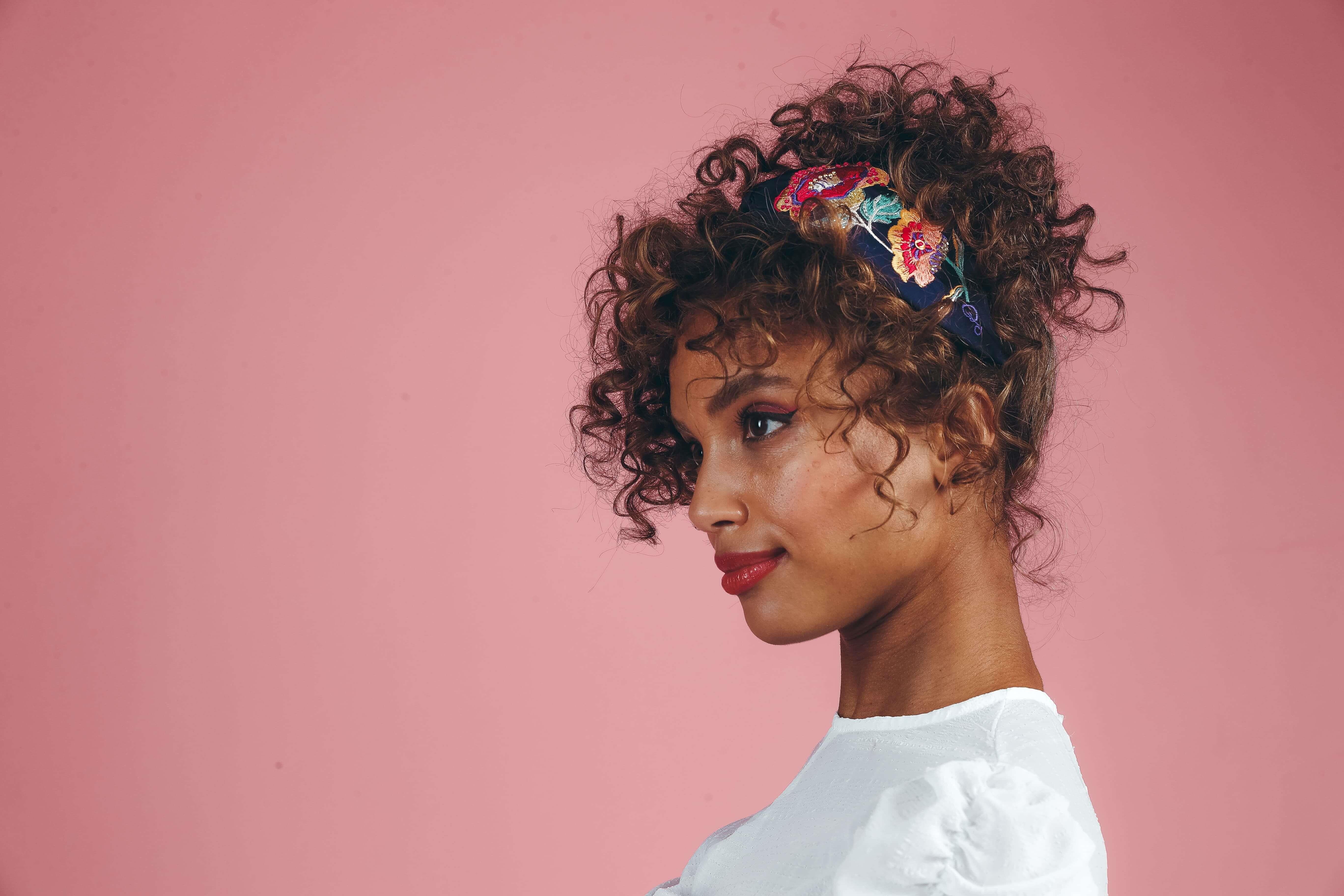 Fantasy Floral Embroidered Headband - Navy