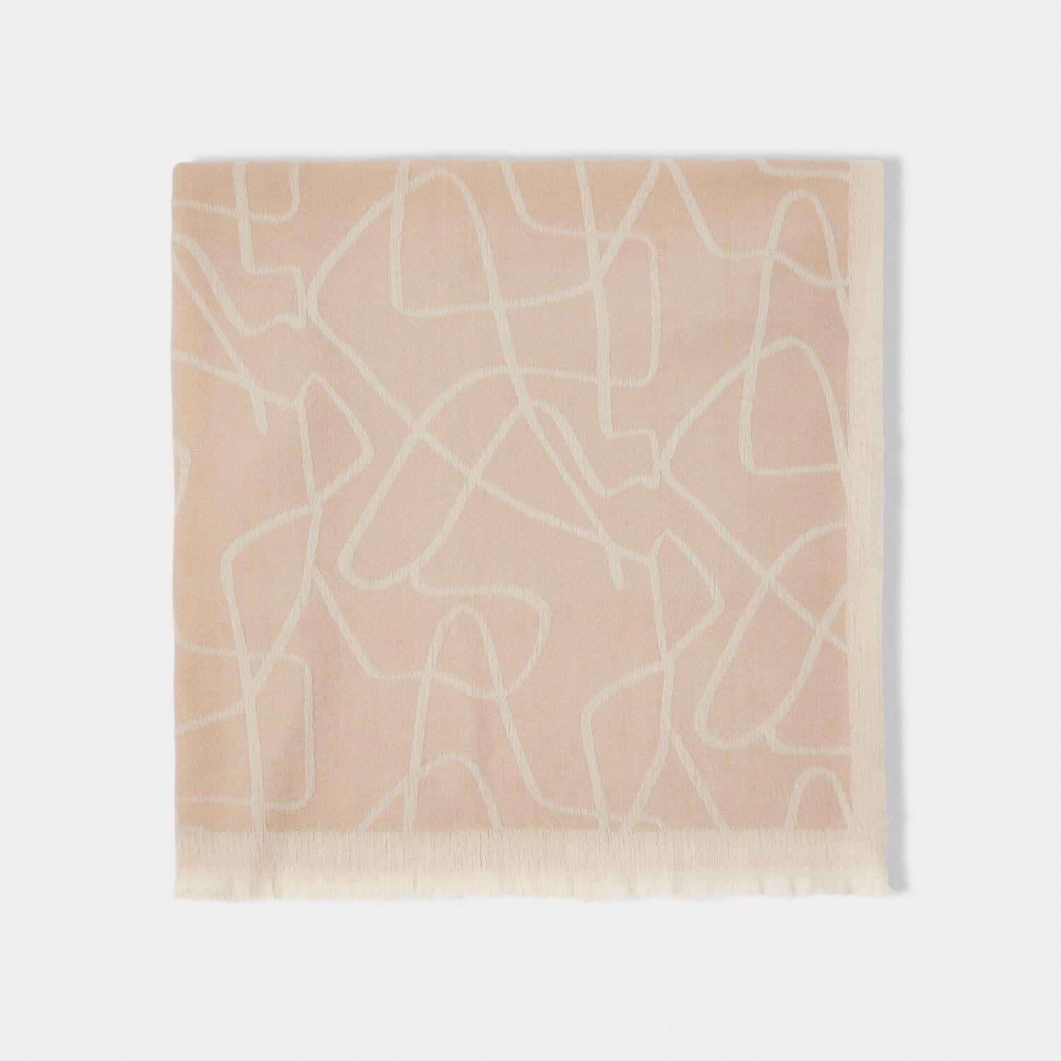 Abstract Line Printed Blanket Scarf in Dusty Pink