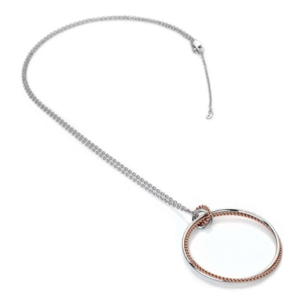 Unity Statement Circle Pendant Rose Gold Plate Accents