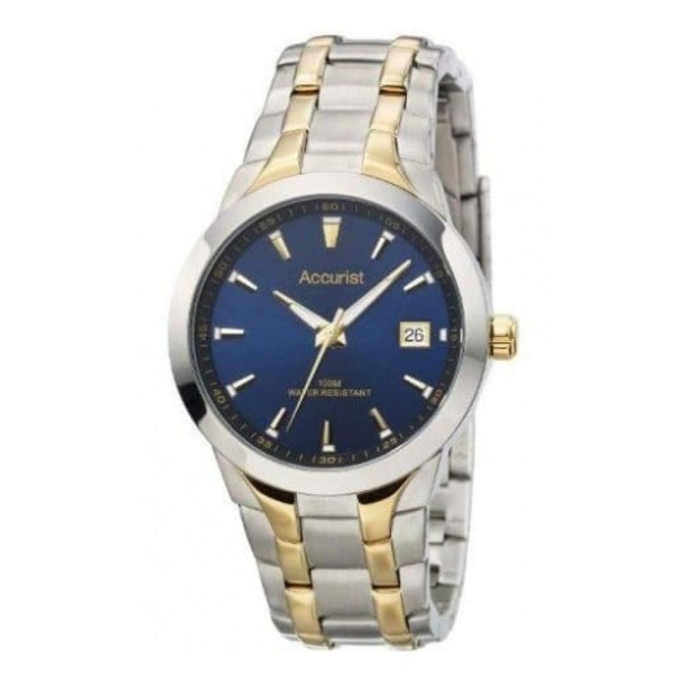 Gents Two Tone Stainless Steel With Blue Dial Watch