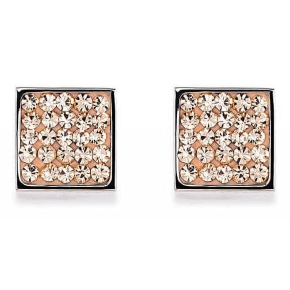 Square Earrings with Stickpin & Peach Swarovski Crystals