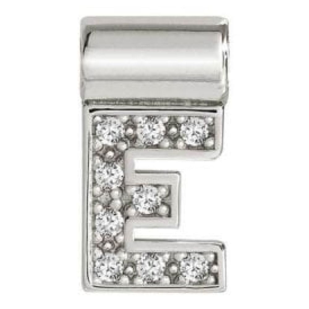 Seimia Silver Cubic Zirconia Letter E Charm