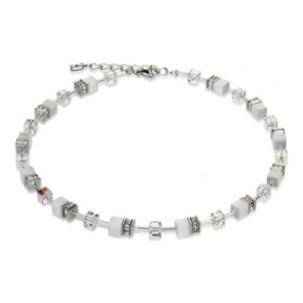 Ladies Synthetic White Tiger's Eye & Swarovski Necklace