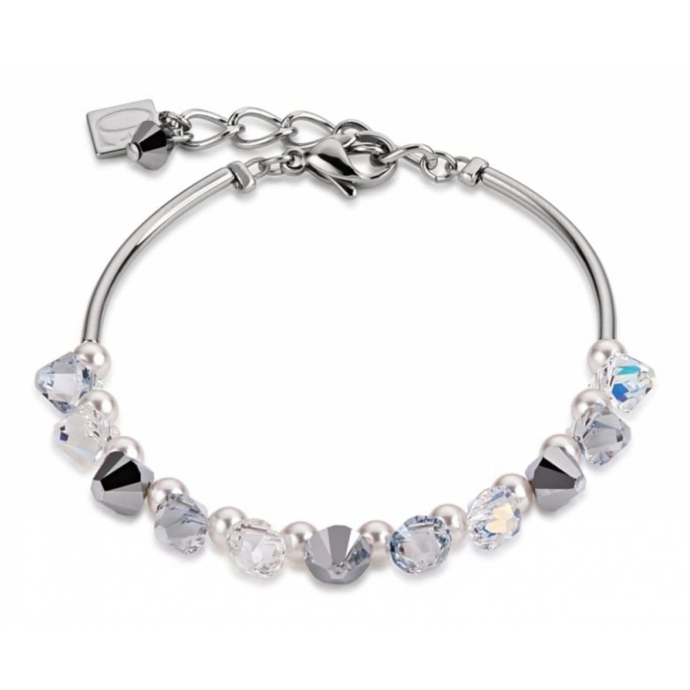 Silver Crystals & Small Pearls Bracelet