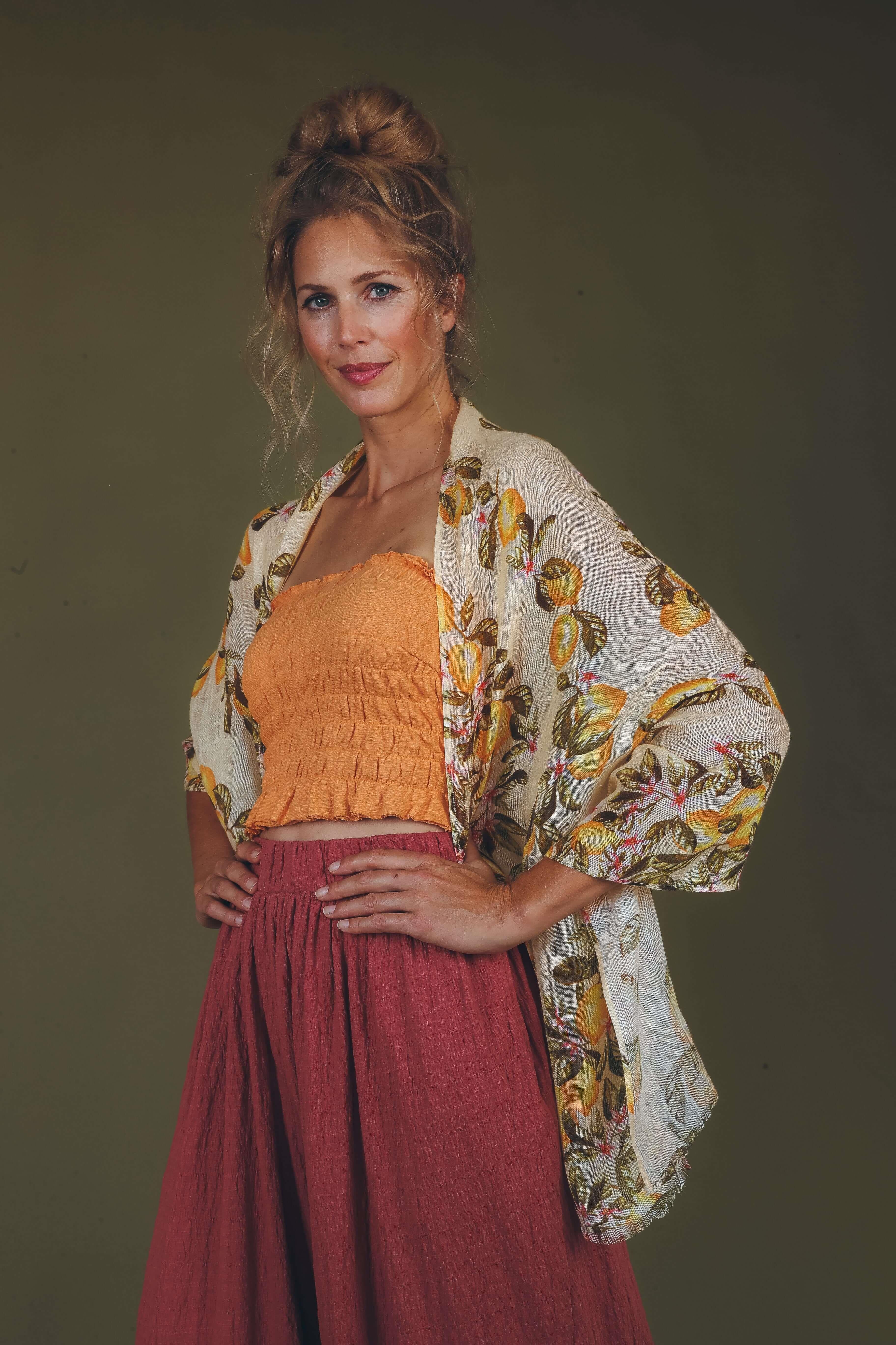Lemons Linen Print Scarf