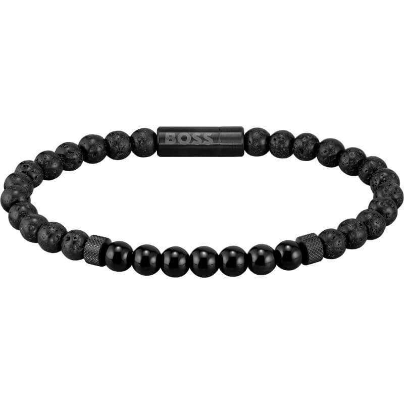 Mixed Beads Black Gents Bracelet