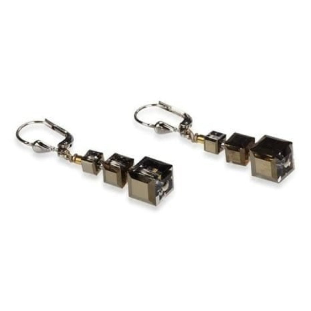 Ladies Faceted Cubed Swarovski Drop Earrings