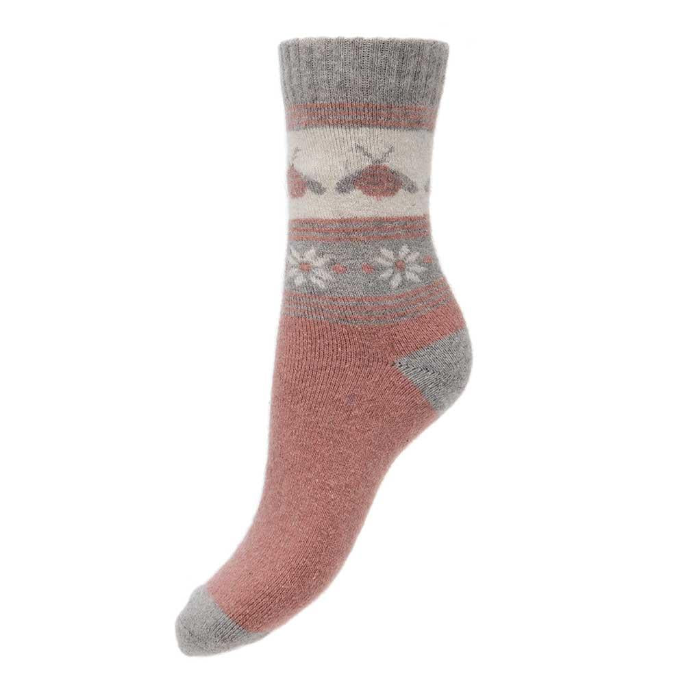Pink & Grey Wool Blend Socks