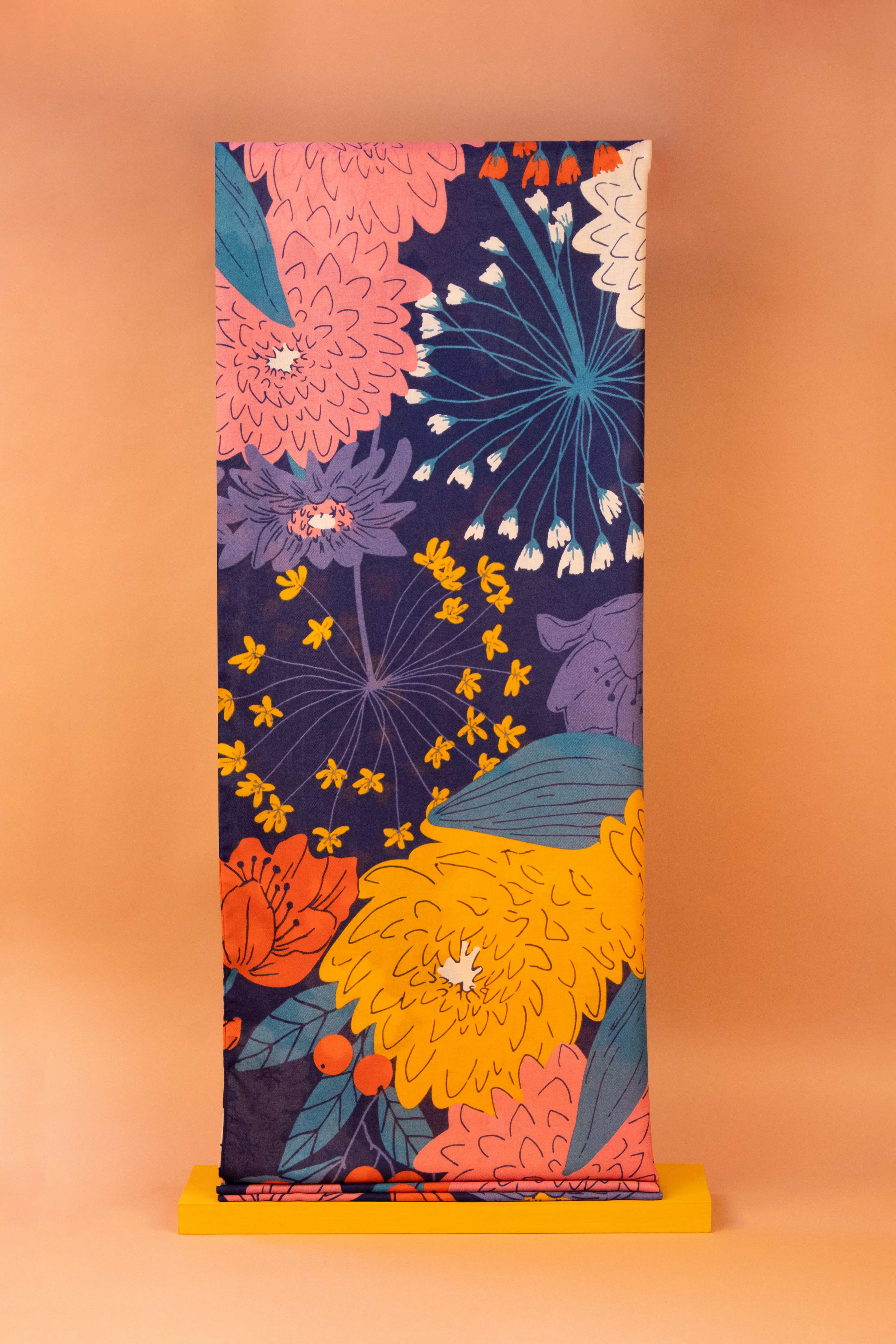 Blooms Print Scarf- Navy Mix