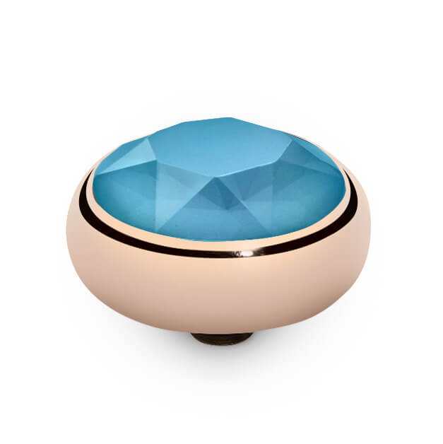 SESTO Rose Gold 10mm Azure Blue Ring Top