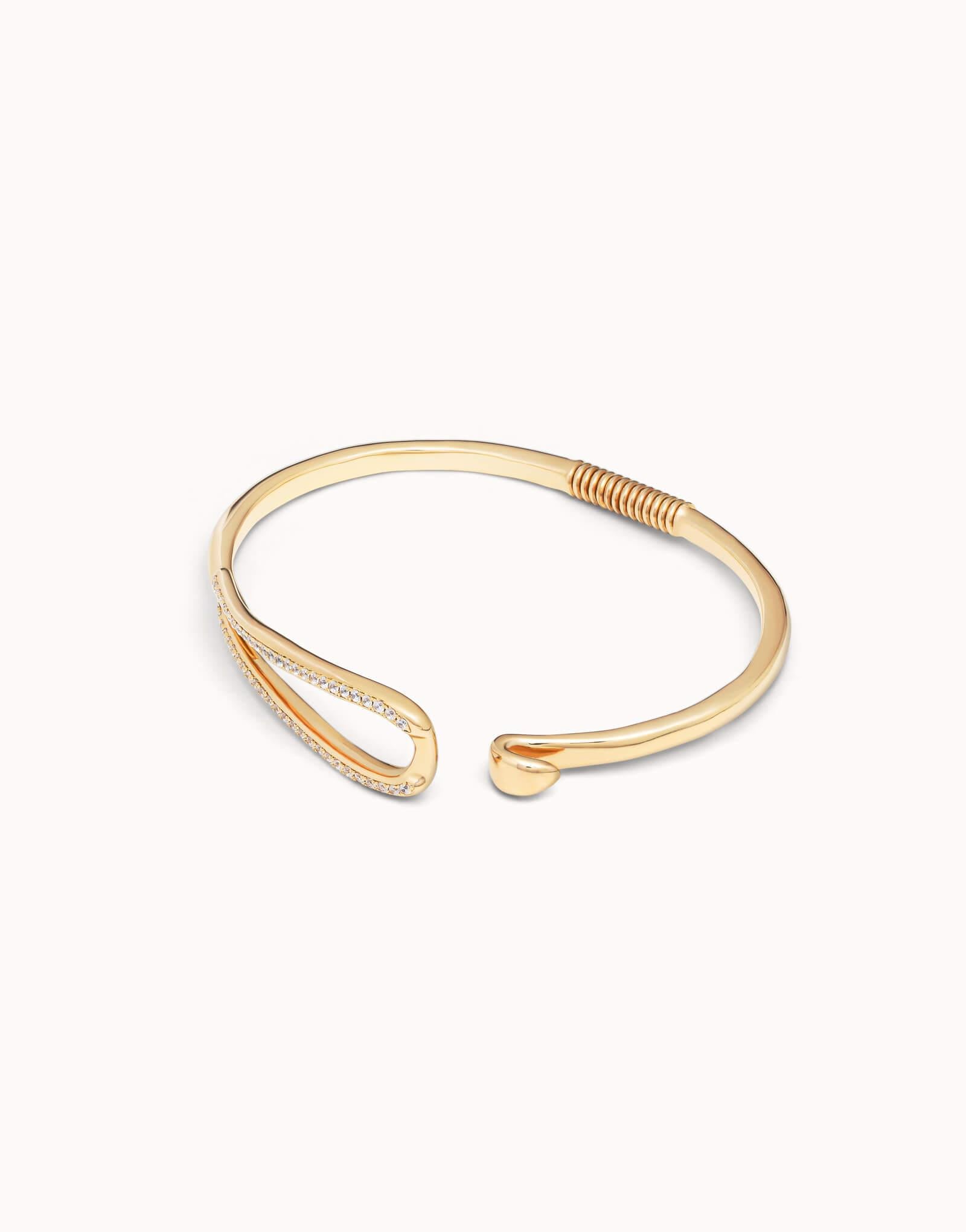 18k Gold Plated Bracelet With White Topaz & Spring