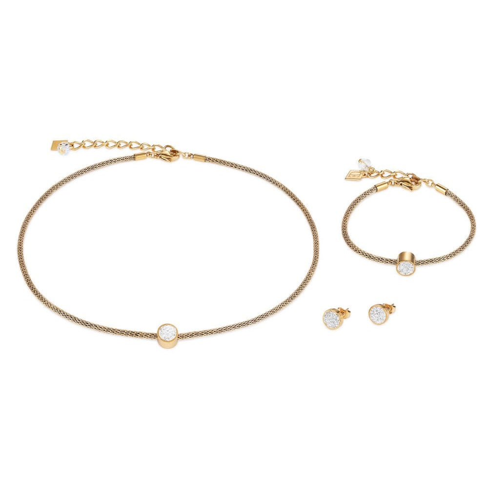 Crystal & Mesh Gold Necklace