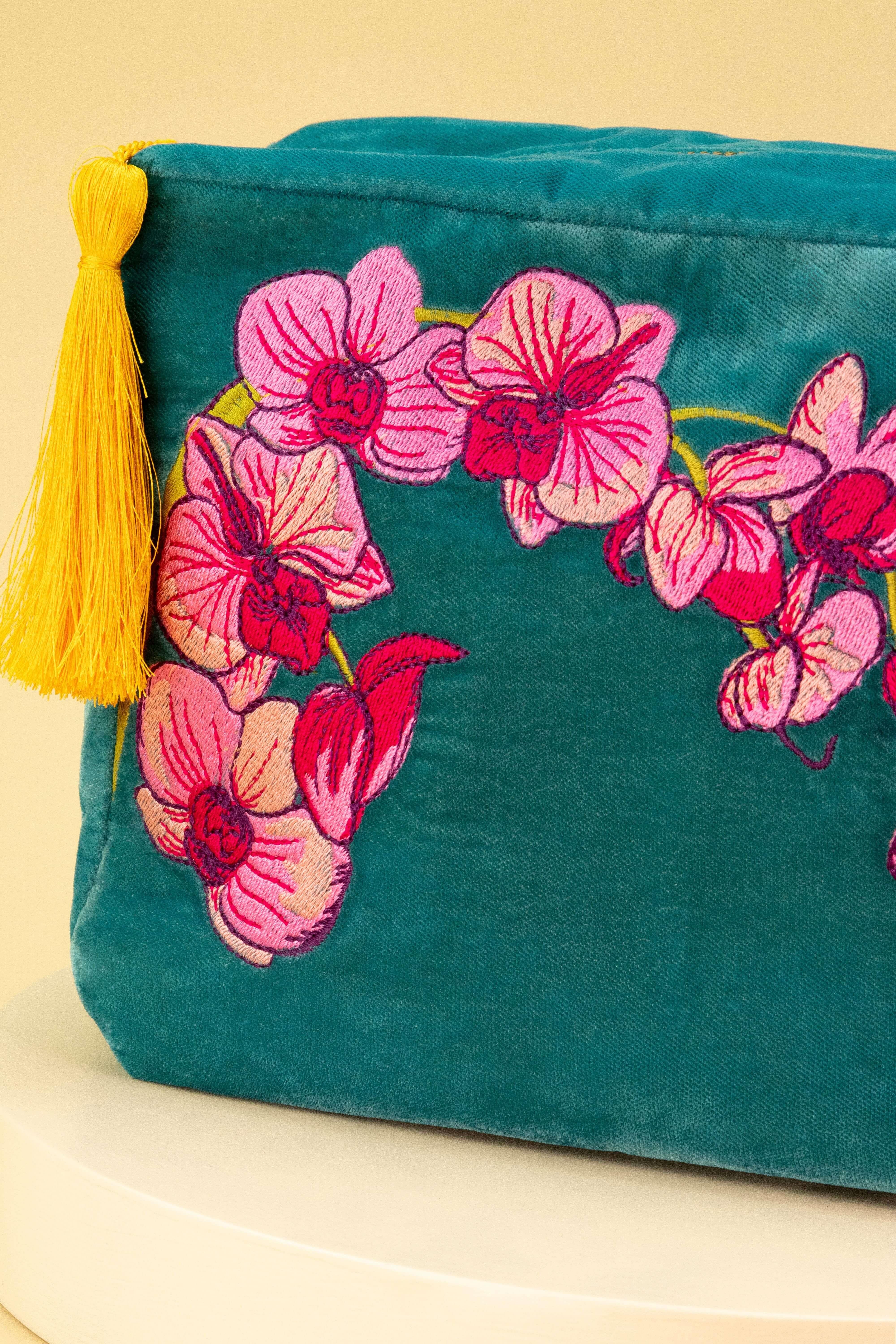 Spring Orchid Velvet Wash Bag