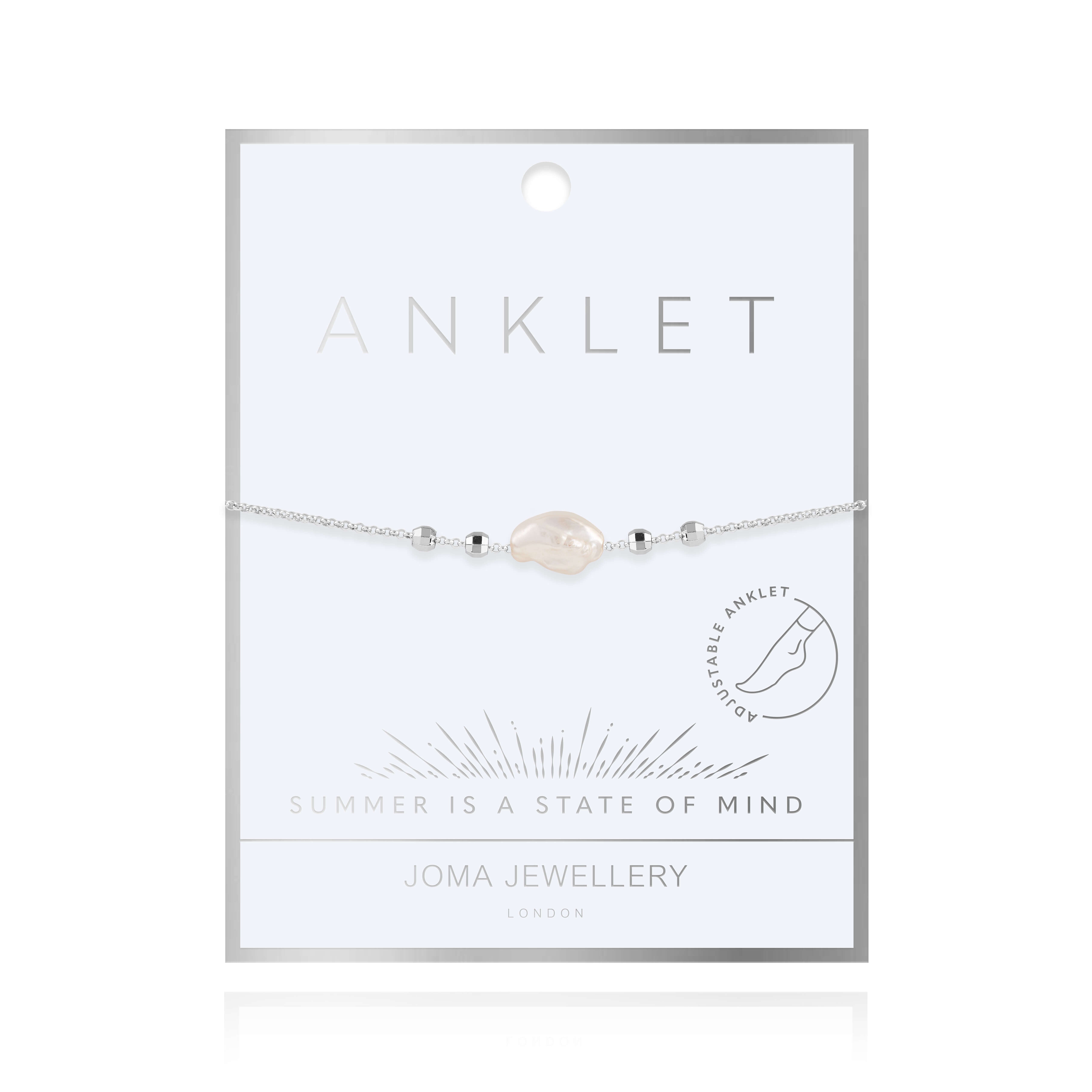 Anklet | Silver | Pearl | 26cm Adjustable