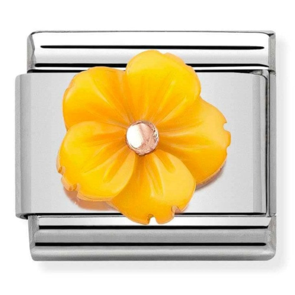 Composable Classic Symbols In Steel, 9k Rose Gold & Yellow Mother of Pearl Flower Charm