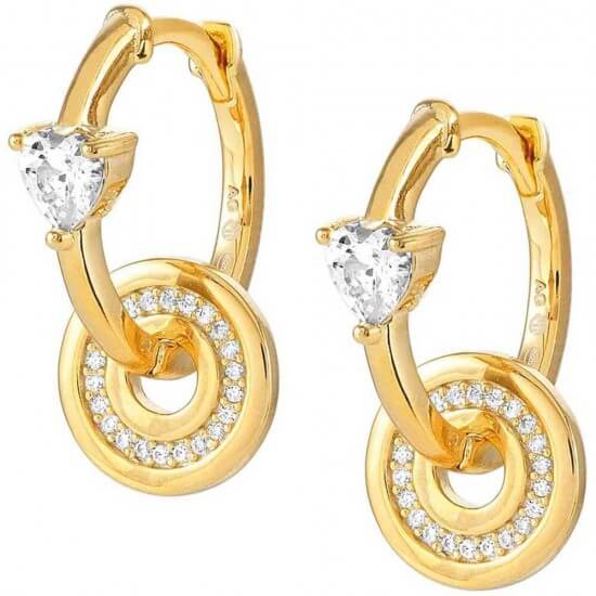 Sentimental Gold Tone & CZ Heart Hoop Earrings