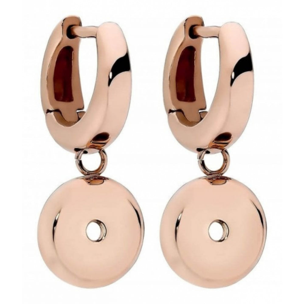 Famosa Rose Gold Plated Stainless Steel Small Hoop With A Drop Earrings