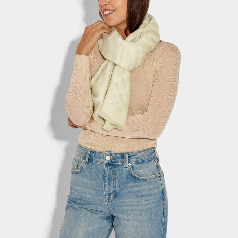 Printed Blanket Scarf Zebra Off White / Sage
