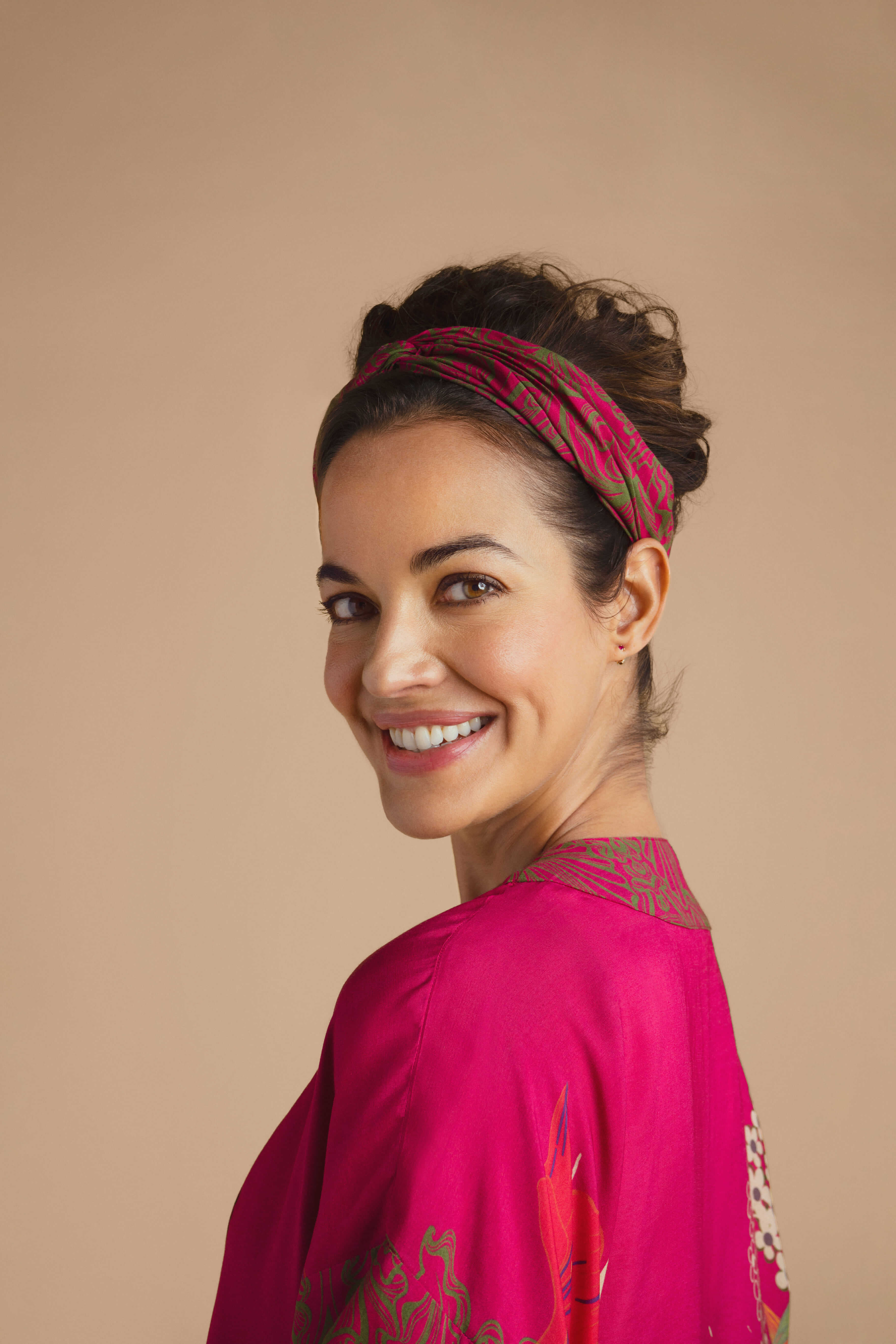 Hummingbird Elasticated Headband - Raspberry