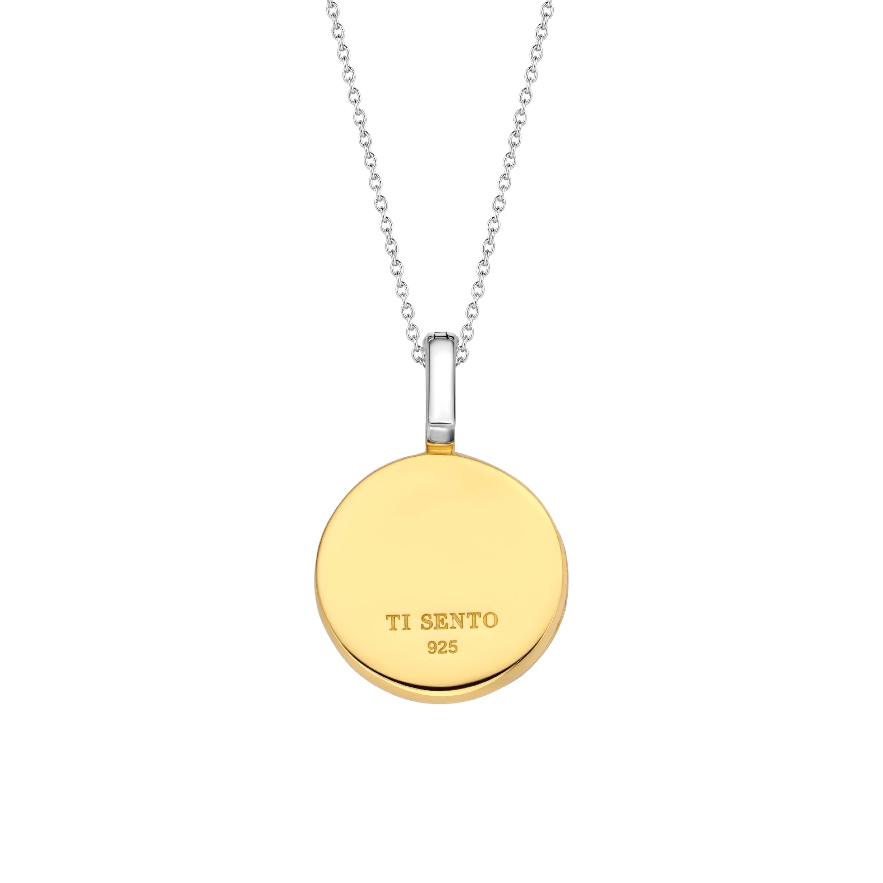 Gold Tone Round CZ Star Pendant Necklace