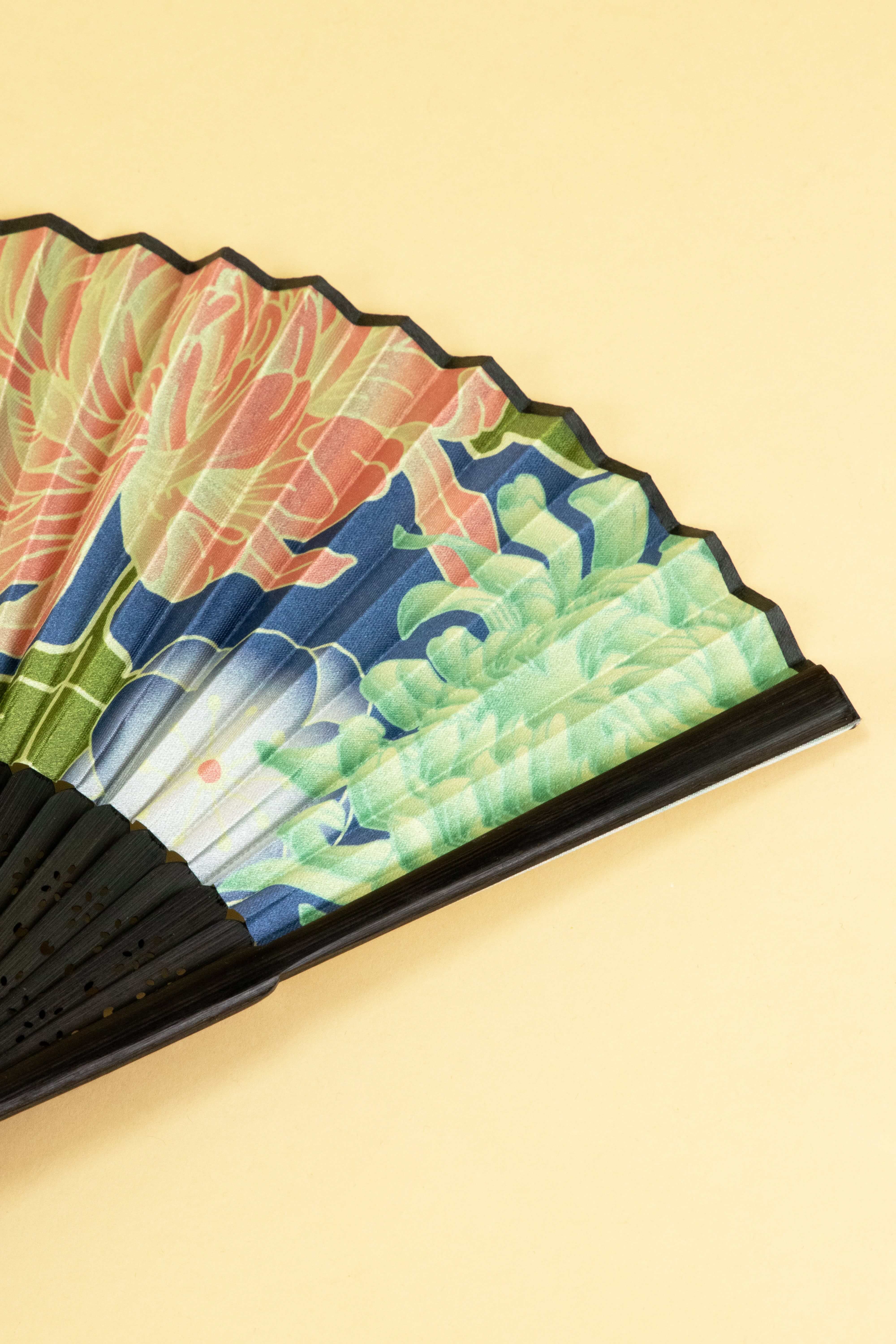 Wisteria Design Handheld Fan Dark Blue