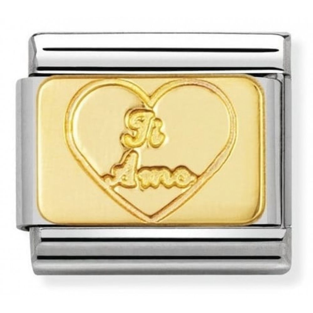 Classic Ti Amo Engraved In Stainless Steel With 18k Gold Charm