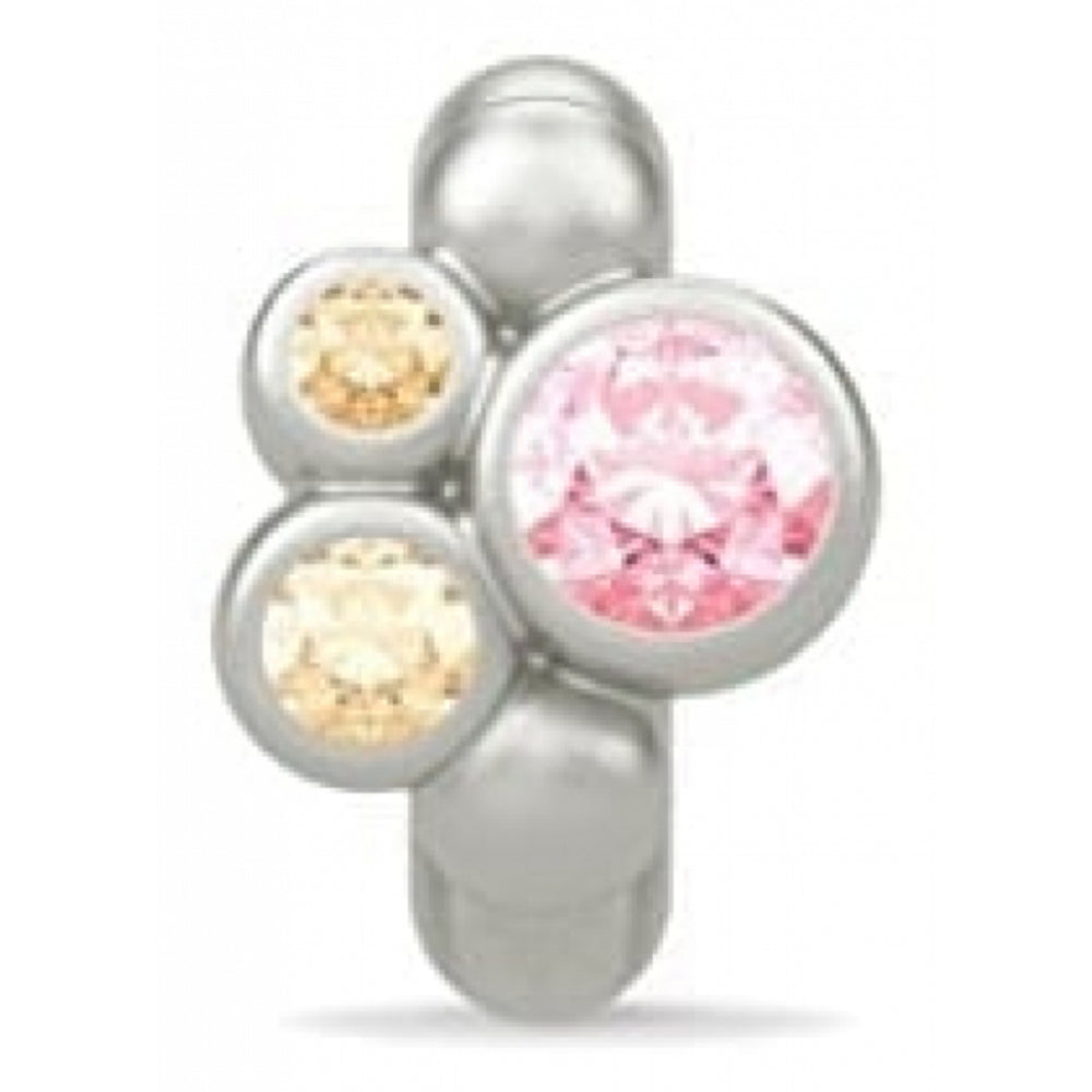 Pink CZ Stone Sterling Silver Ring Charm