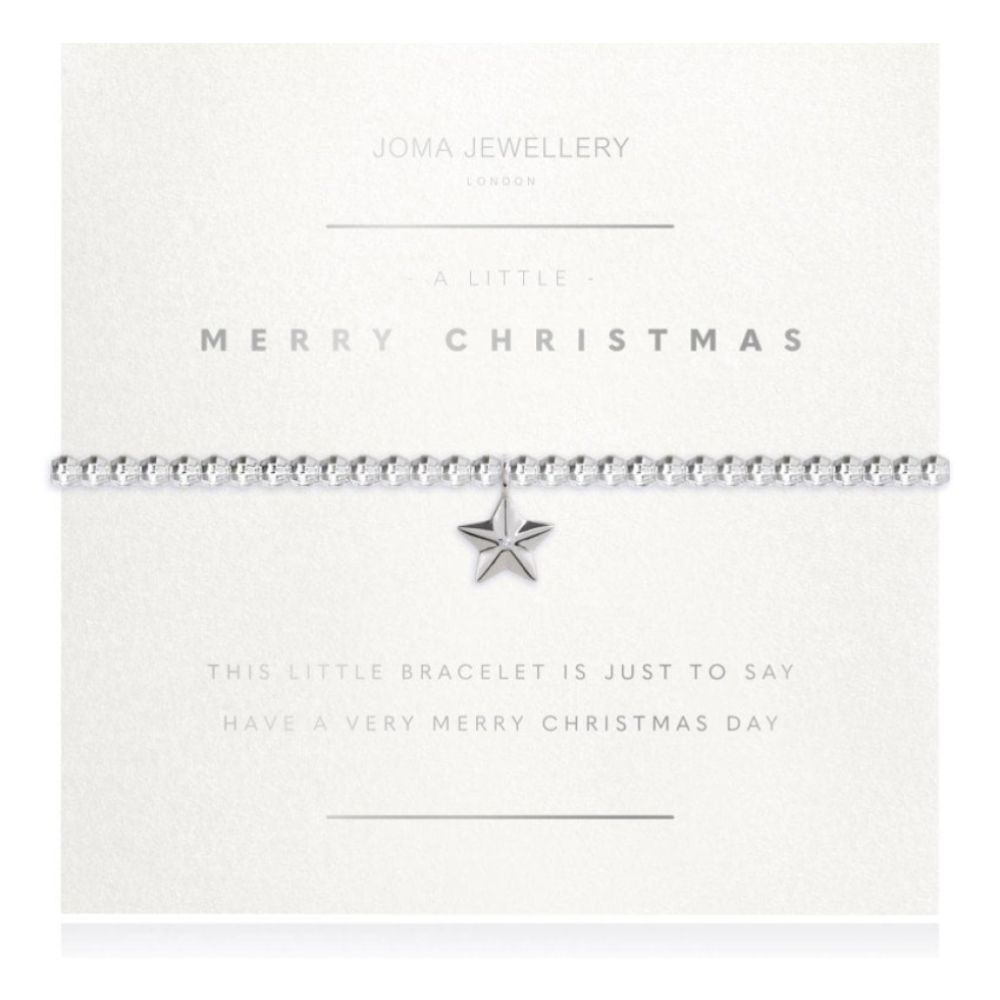Facetted A Little - Merry Christmas - Silver- 17.5cm Stretch Bracelet