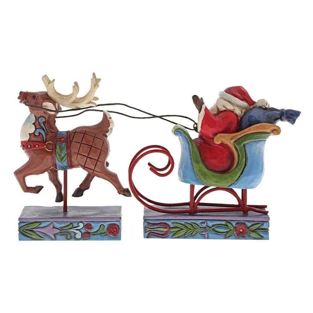 Santa Sleigh With Reindeer Set of 2