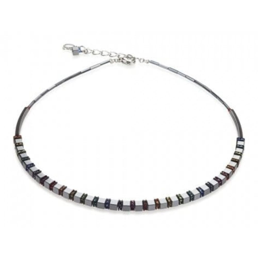 Ladies Hematite Multicoloured Swarovski Elements Rhinestone Necklace