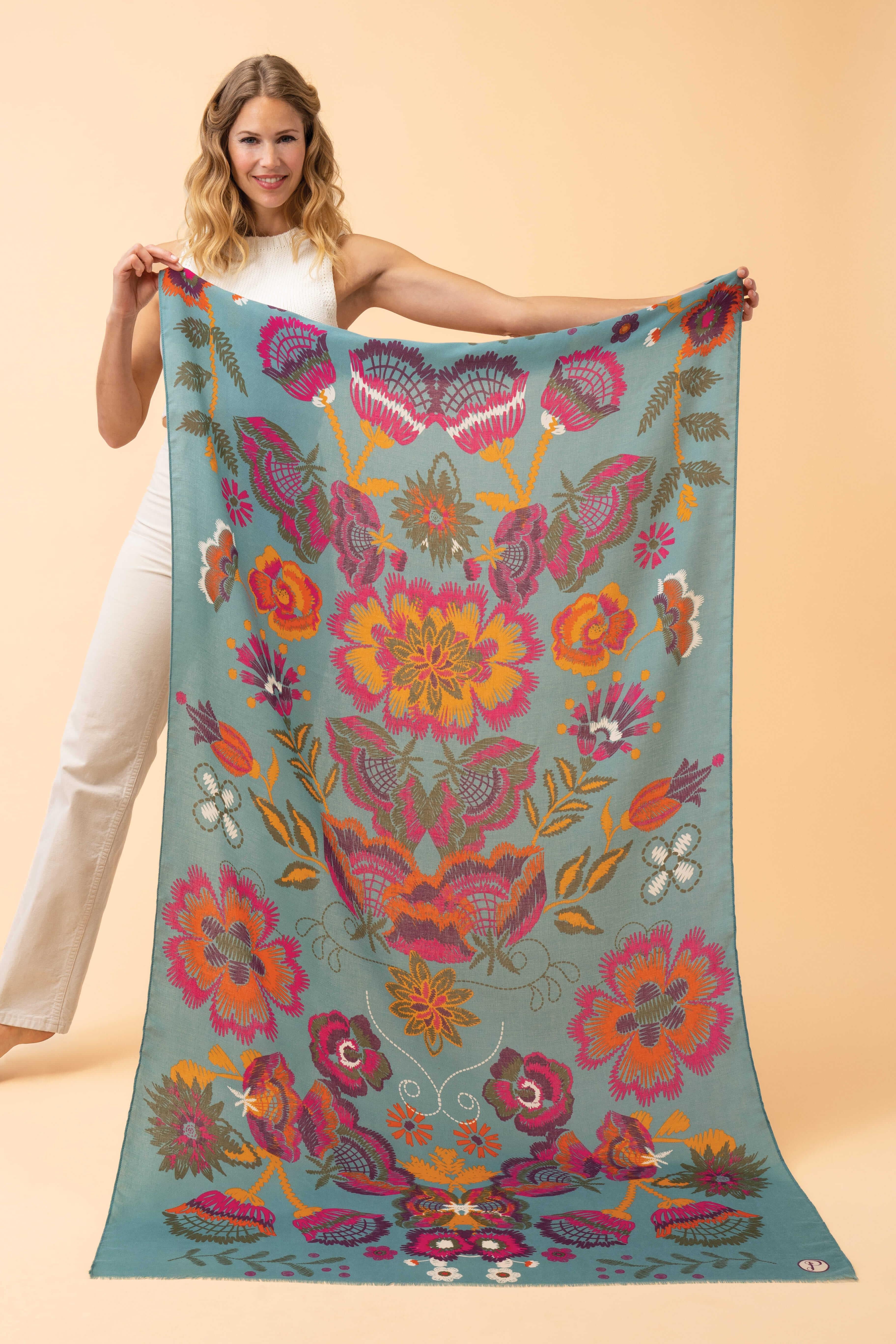 Floral Symmetry Print Scarf