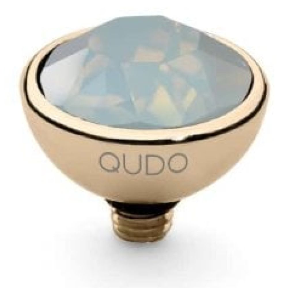 Famosa Gold 10mm Bottone Ring Top White Opal