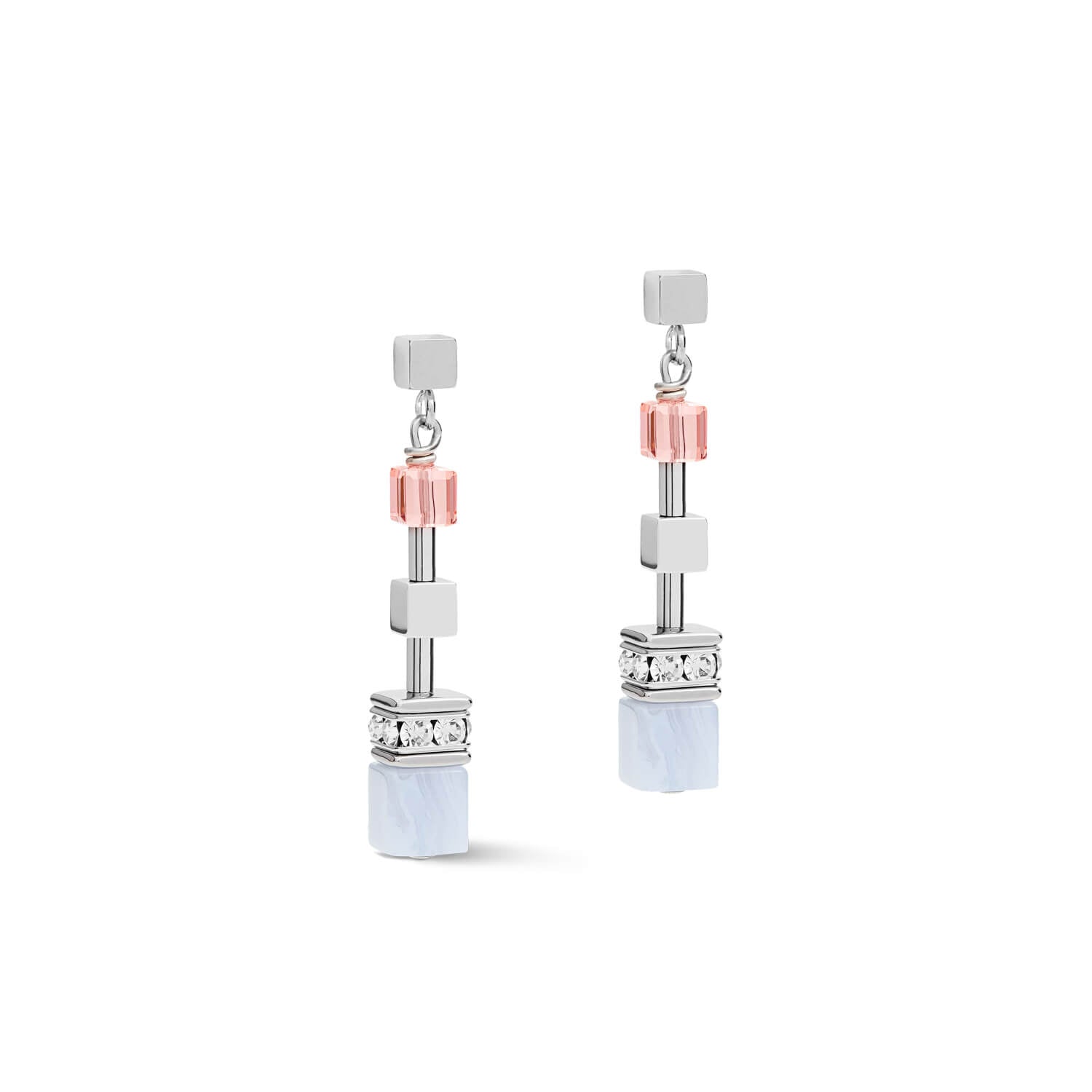 Multitask Summer Multi Pastel-Silver Geo Cube Earrings With Stickpin