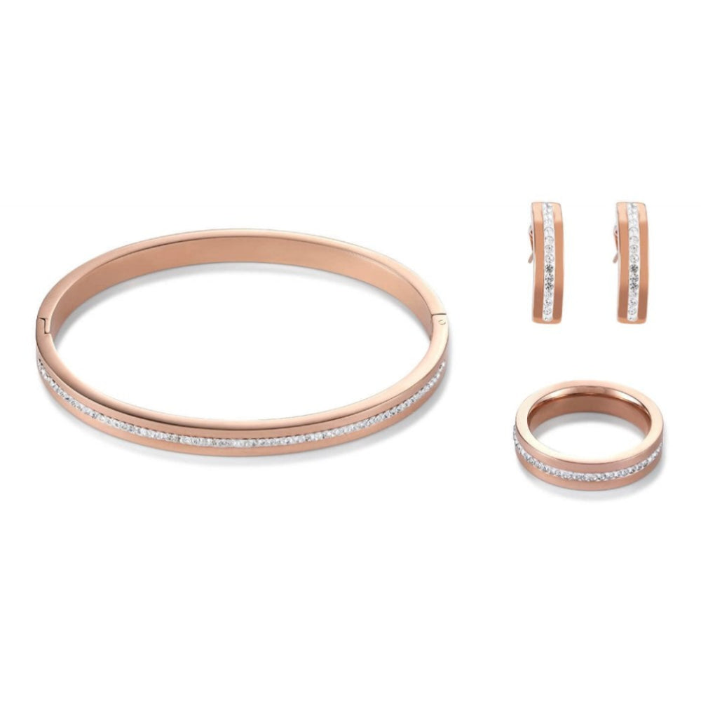 Crystals Pave Strip Rose Gold Bangle