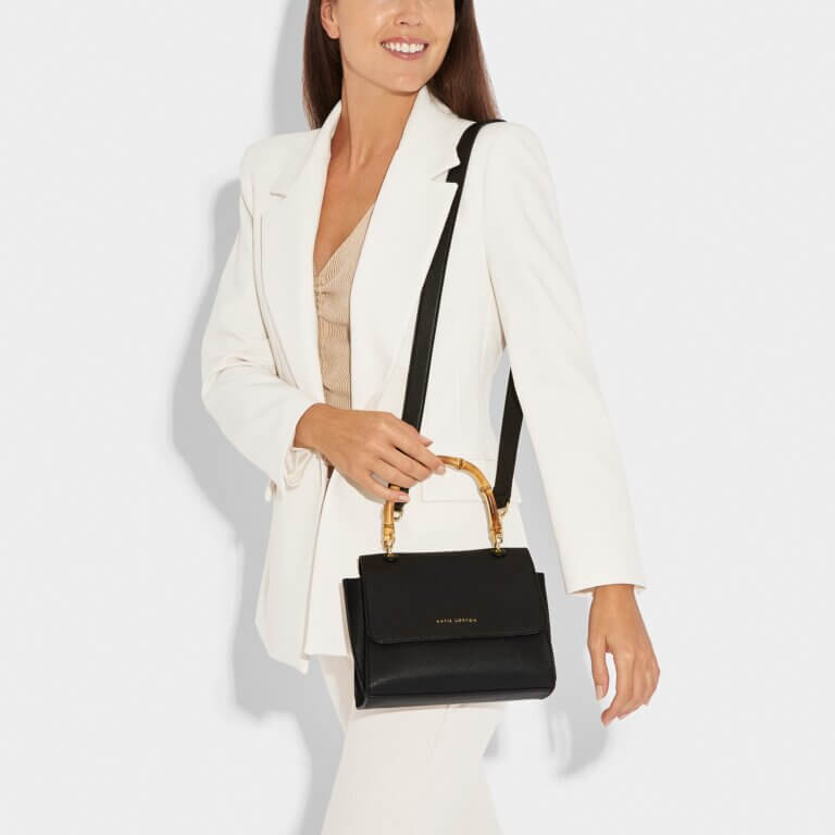 Ezra Bamboo Top Handle Bag Black