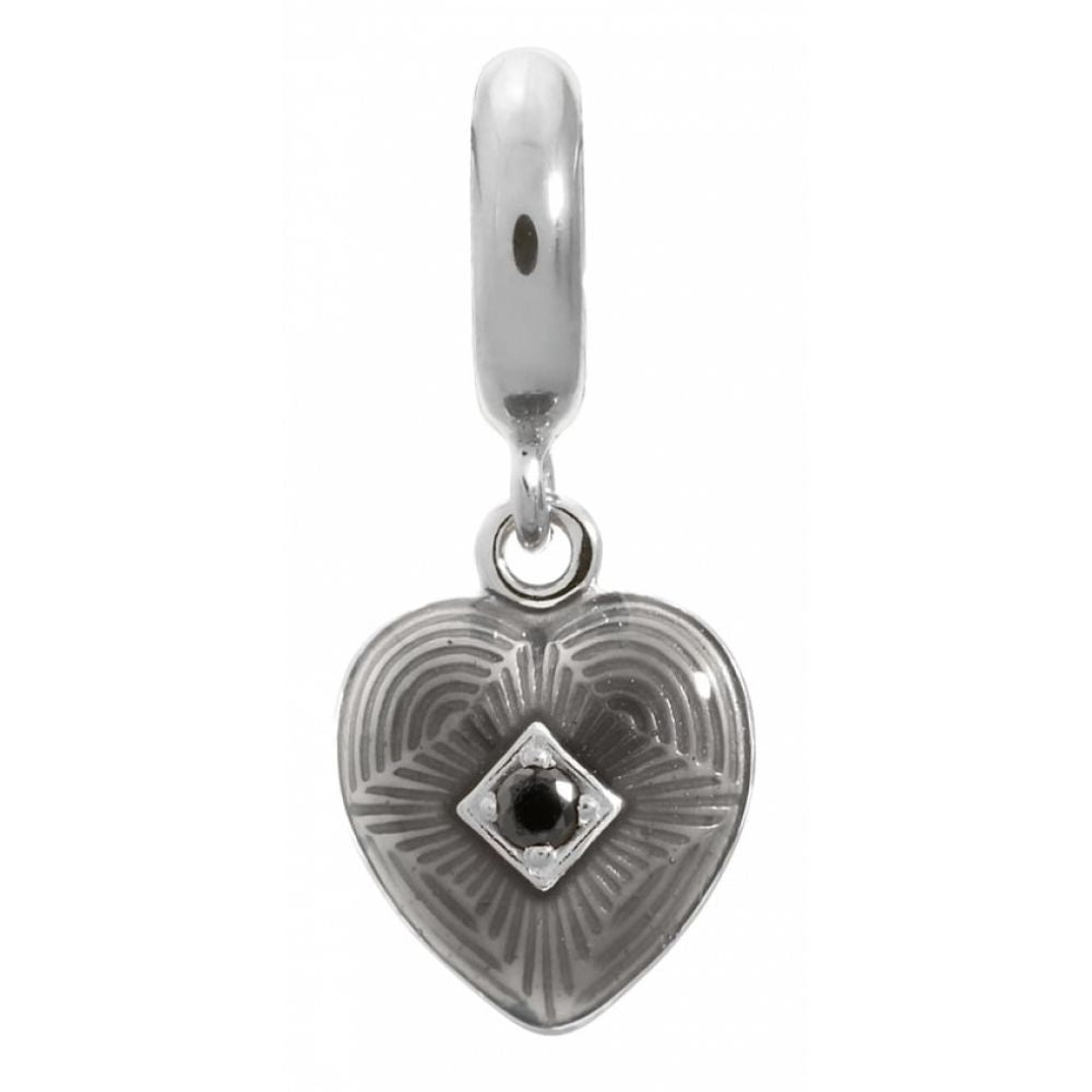 Black Heart Sterling Silver Charm